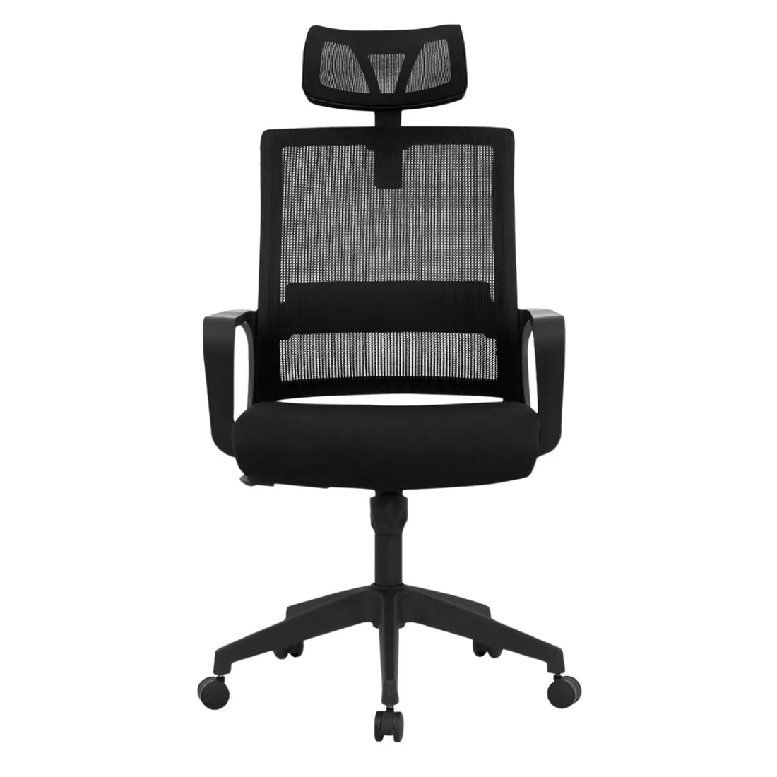 Silla ergonomica con poya cabeza y apoya brazos fijos