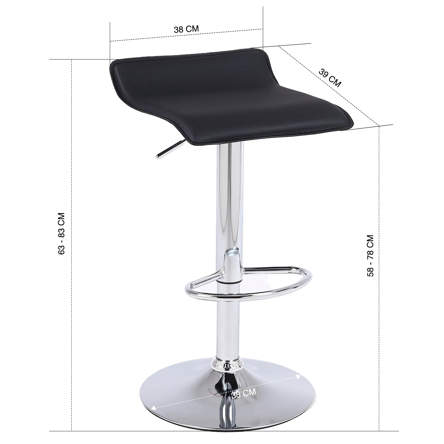 Silla bar curvas negra