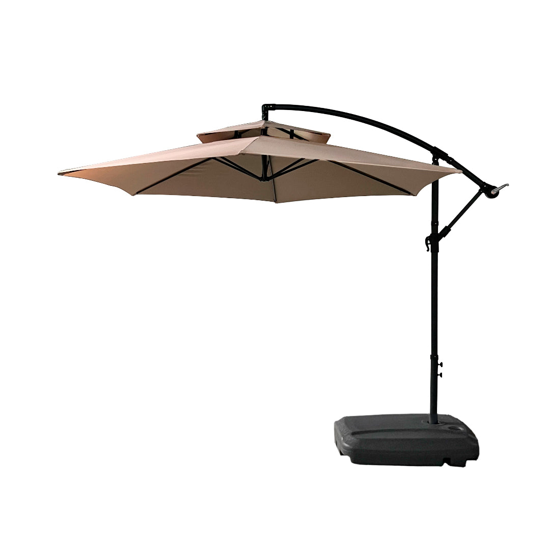 Quitasol Lateral con base. color beige.