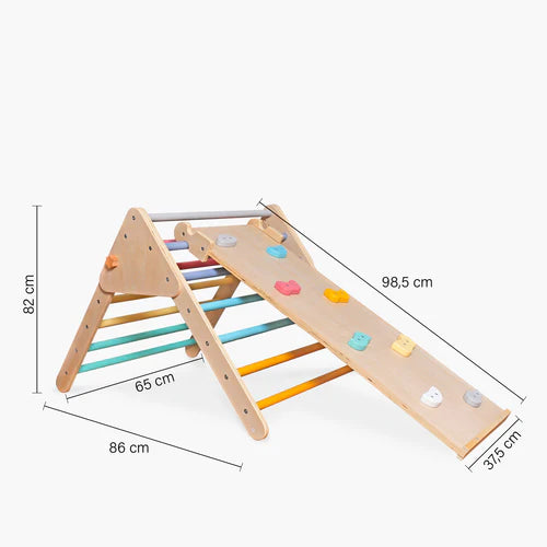 Set Triángulo Pikler con rampa de Madera Infantil Rainbow Multicolor